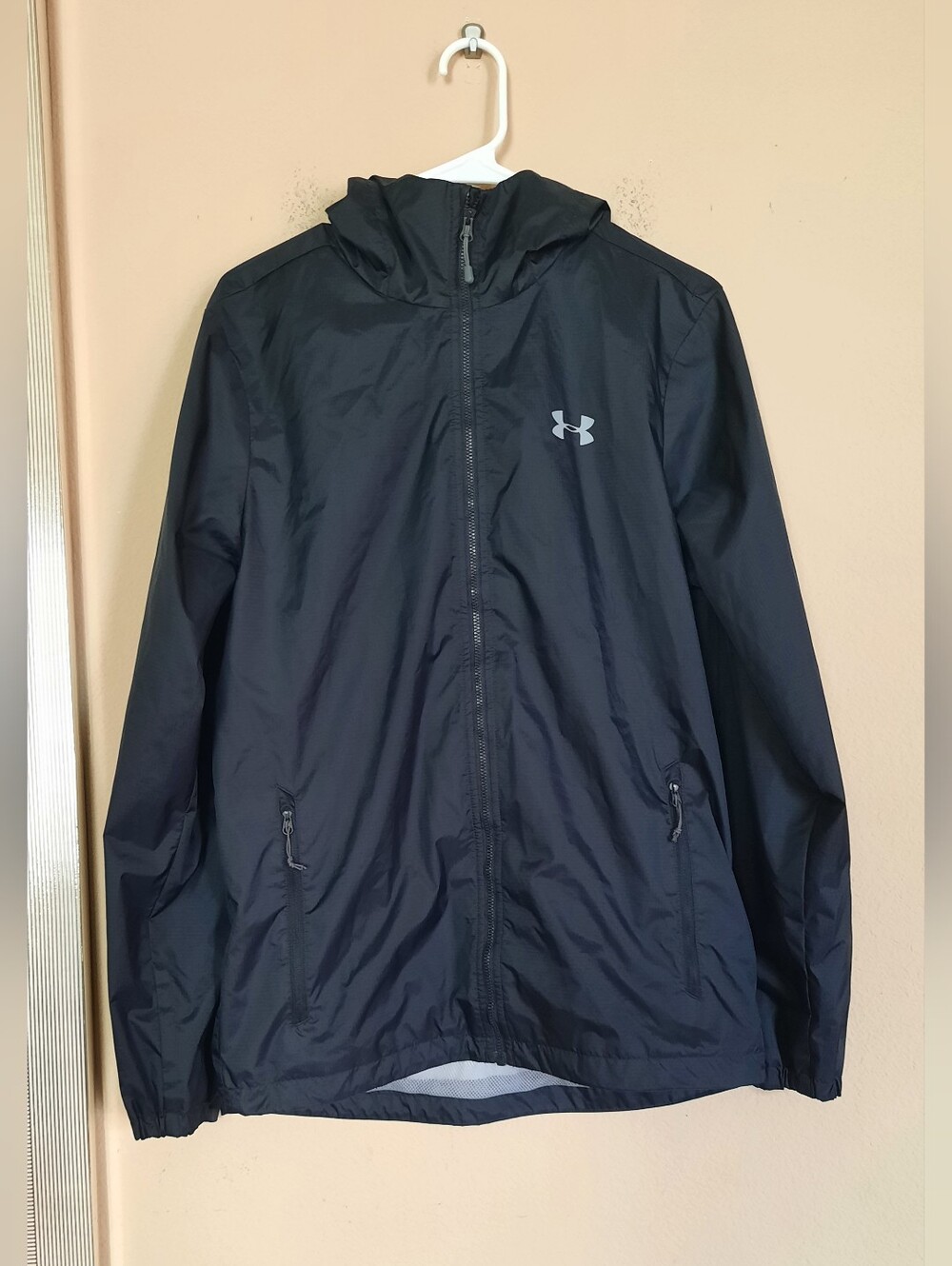 Under Armour Black Hooded Windbreaker with Reflective Logo